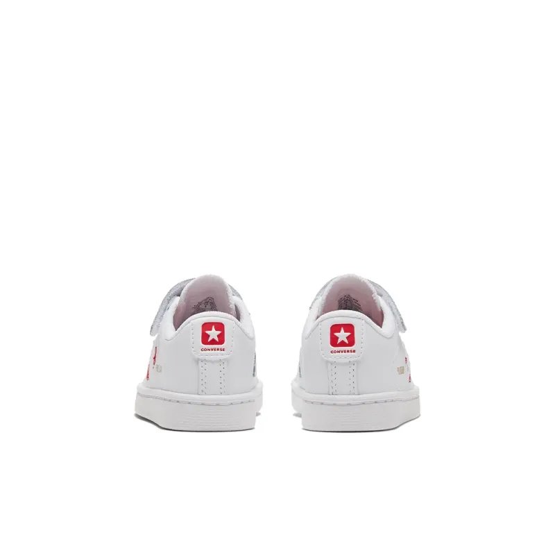 Converse Cons Pro Leather Slip-Resistant Cushioning Wear-Resistant Low-Top Toddler Shoes White Red Infant And Toddler-4
