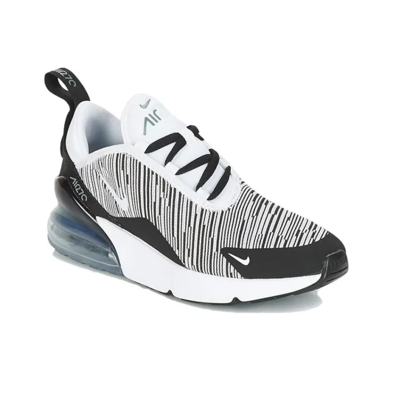 Nike Air Max 270 Anti-Slip Wear-Resistant Low-Top Kids' Running Shoes White Black Gray Children Aged 3-7 Years Old-2