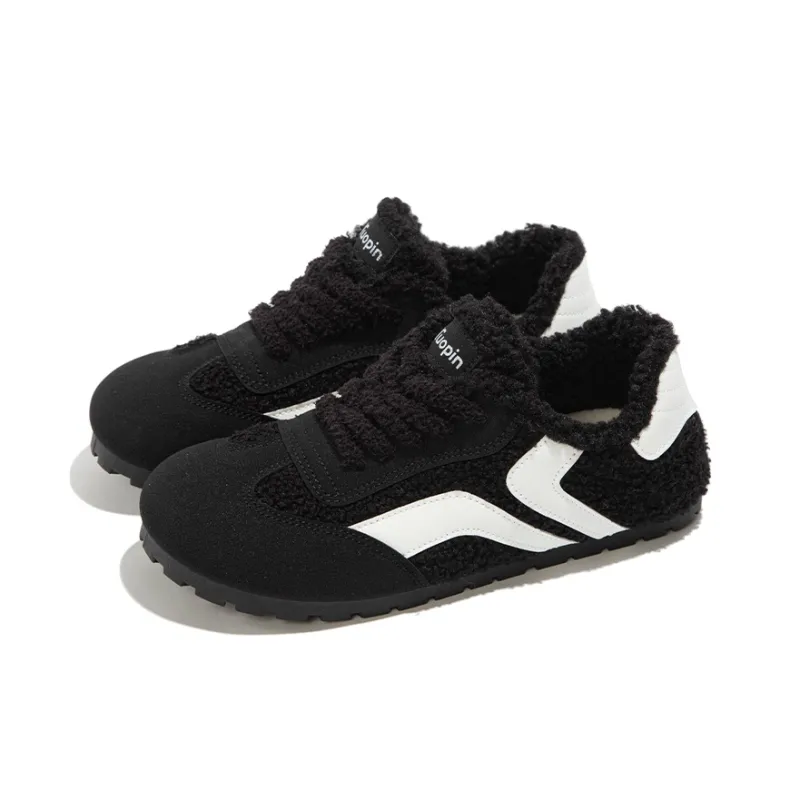 TUOPIN Pie Shoes German Army Trainers Slip Resistant Lightweight Thermal Low Top Casual Shoes Women's Black-3