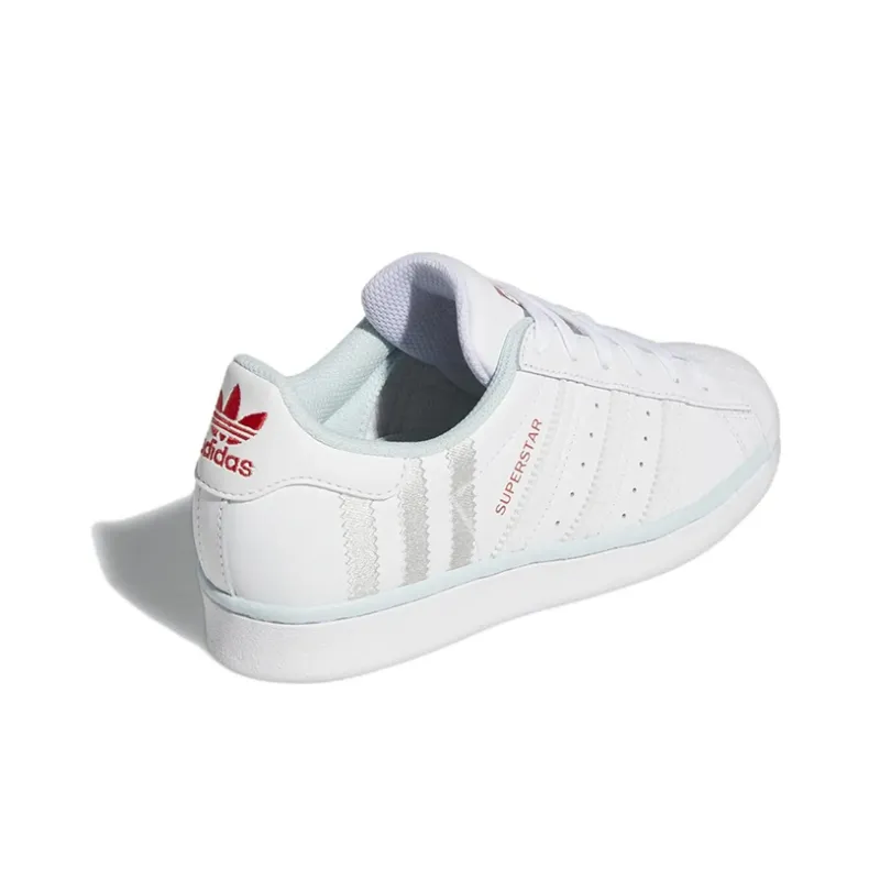 Adidas Originals Superstar Series J Abrasion Resistant Low Top Kids' Skateboarding Shoes White Gray Teenagers-3