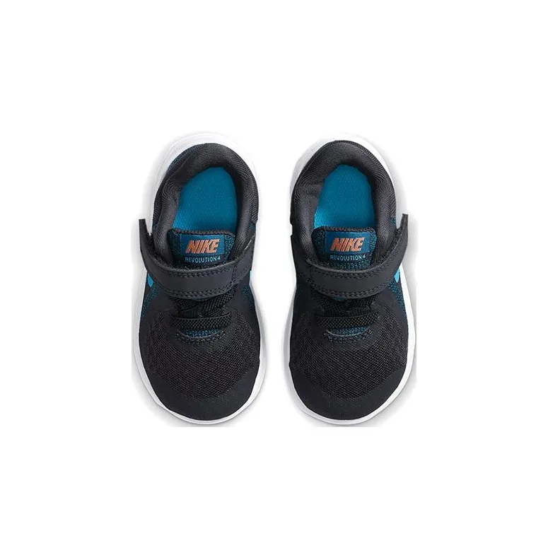 Nike REVOLUTION 4 Low Top Running Shoes Black Blue White Infant And Toddler-3