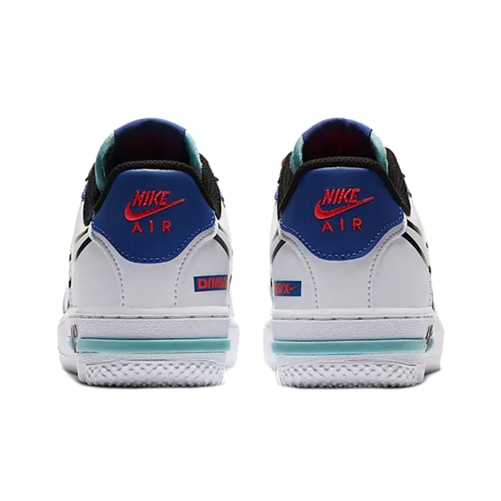 Nike Air Force 1 React White Astronomy Blue Laser Crimson GS-4