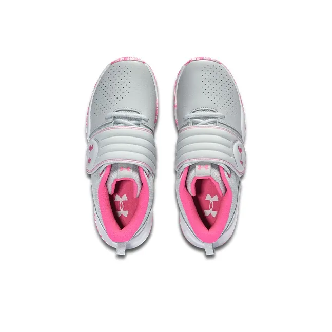 Under Armour UA Zone BB Mid-Top Performance Basketball Shoes Gray Pink Teenagers-3