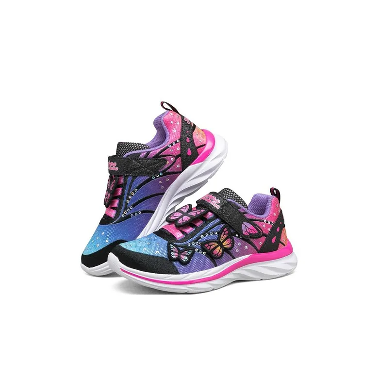 Skechers Quick Kicks Wear-Resistant Cushioning Slip-Resistant Low-Top Kids' Running Shoes Black Multicolor Kids'-2