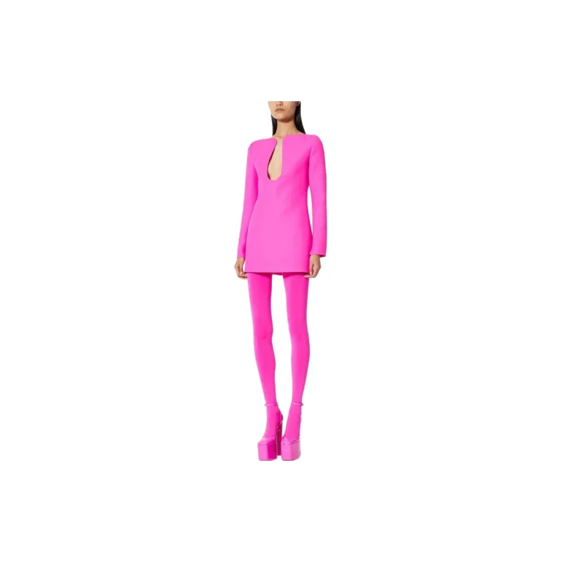Valentino Long-Sleeved Dresses Women's Rose Red-1