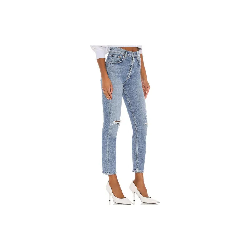 AGOLDE Ripped High rise Cropped Jeans-3