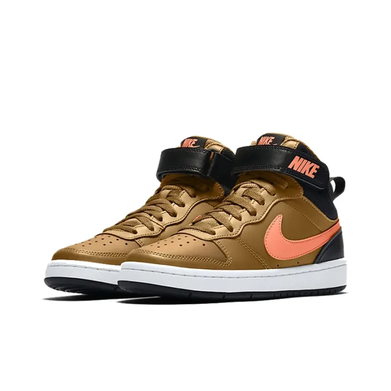 Nike Court Borough Slip Resistant Lightweight Cushioning Mid Top Skateboard Shoes Brown Teenagers-2