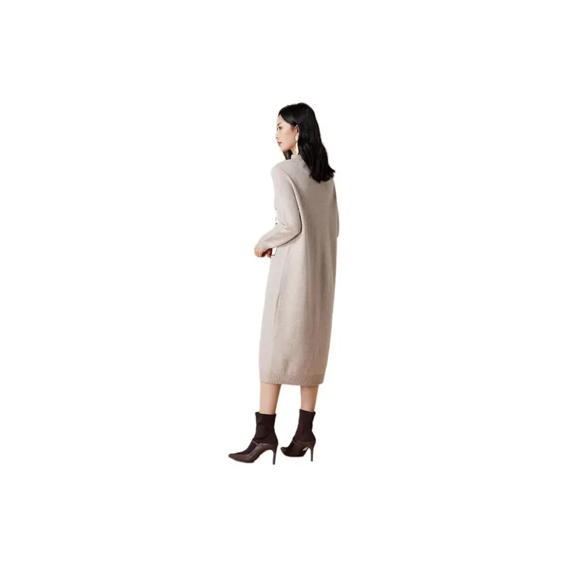 BBLLUUEE Long Sleeved Dress Women's Vanilla Apricot-4
