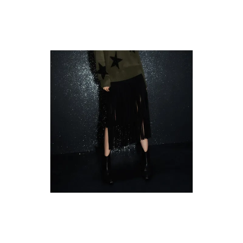 MO&CO Casual Long Skirts Women's Black-4