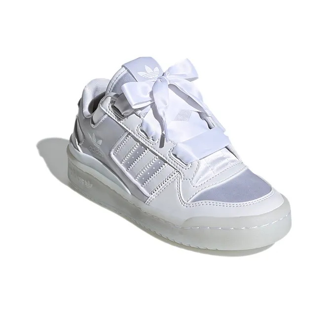 Adidas Originals FORUM Satin Low J Abrasion Resistant Low Top Skateboard Shoes White Teenagers-2
