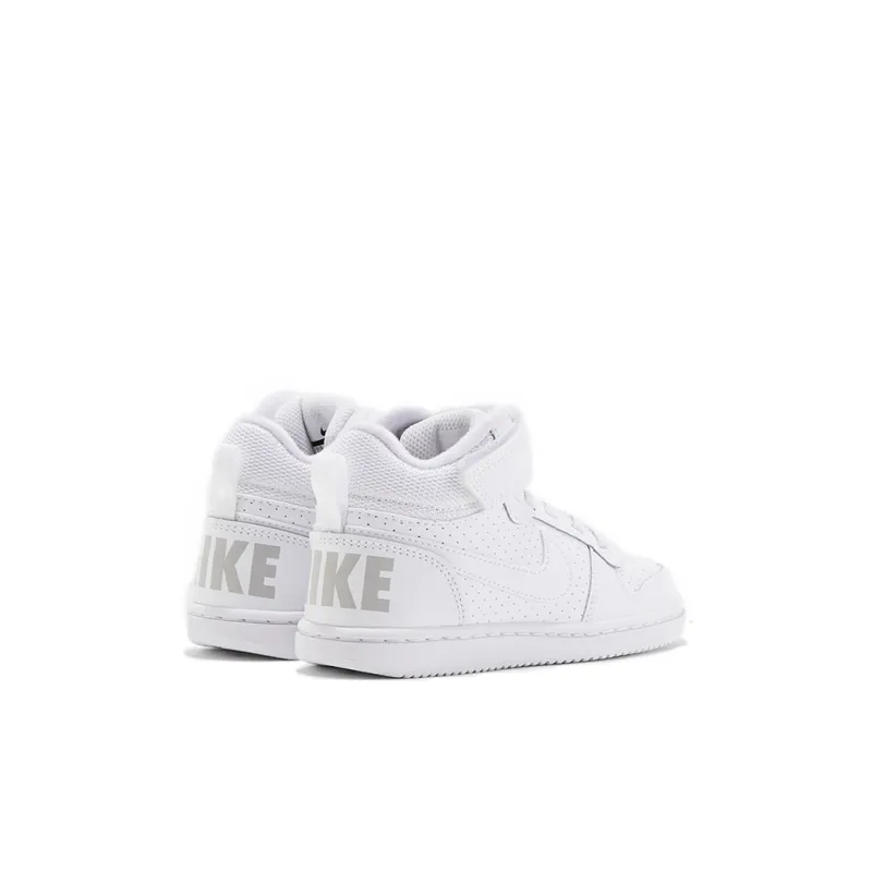 Nike Court Borough Abrasion Resistant Slip Resistant Support Mid Top Skateboard Shoes White Children Aged 3 7 Years Old-3