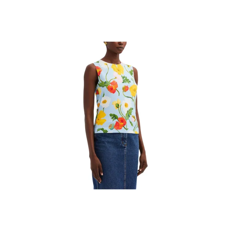 OSCAR DE LA RENTA Floral-print Round-neck Tank Top-3