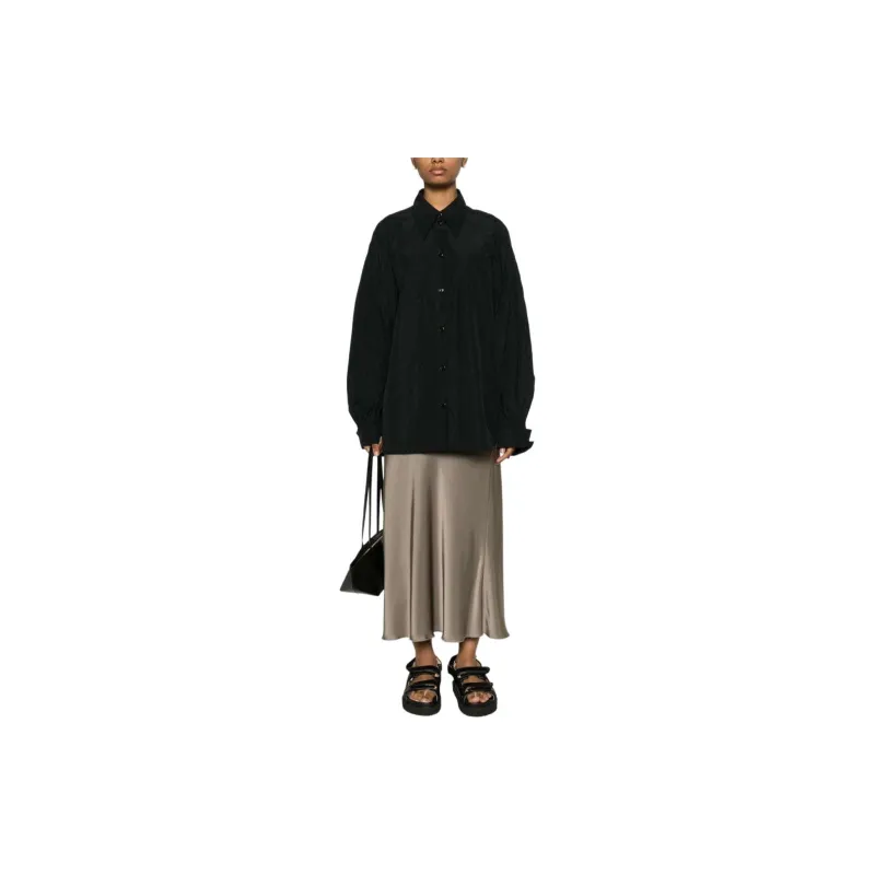 NANUSHKA Nele Pleated sleeves Poplin Shirt-1