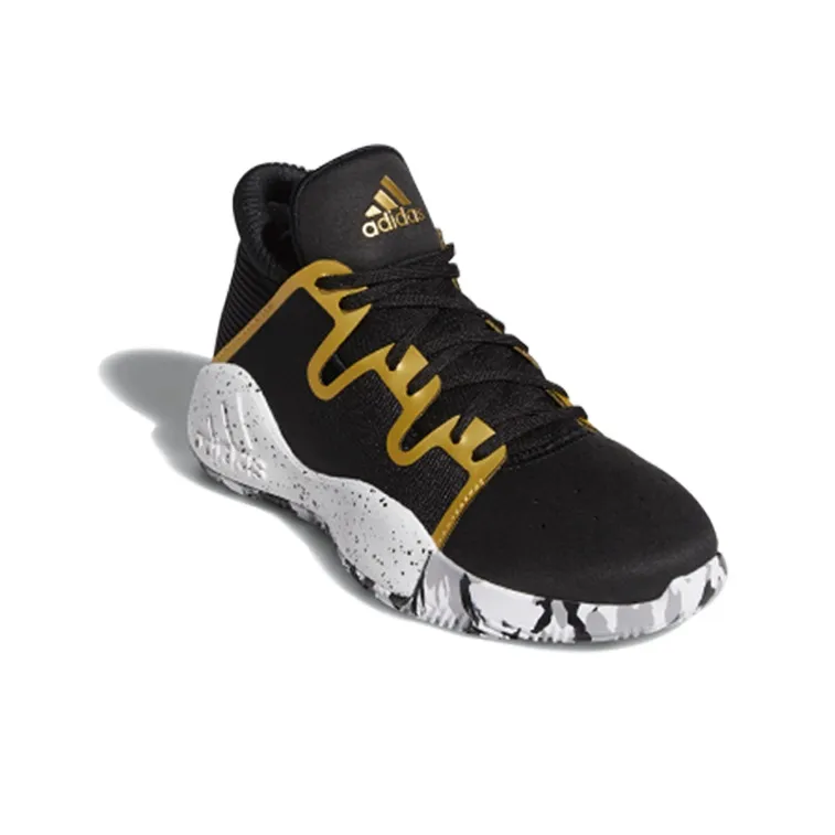 Adidas PRO Vision J Mid Top Basketball Shoes Black Gold Teenagers-2