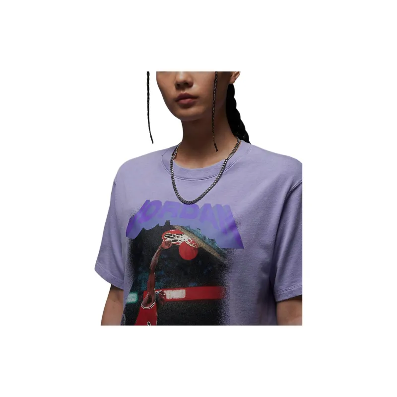 Jordan Drop Shoulder Sleeve T-Shirt Women's Purple-3