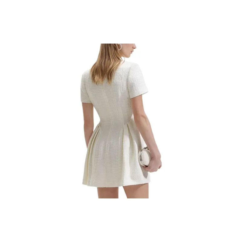 Self portrait Short Sleeved Dress Women's Ivory White-2