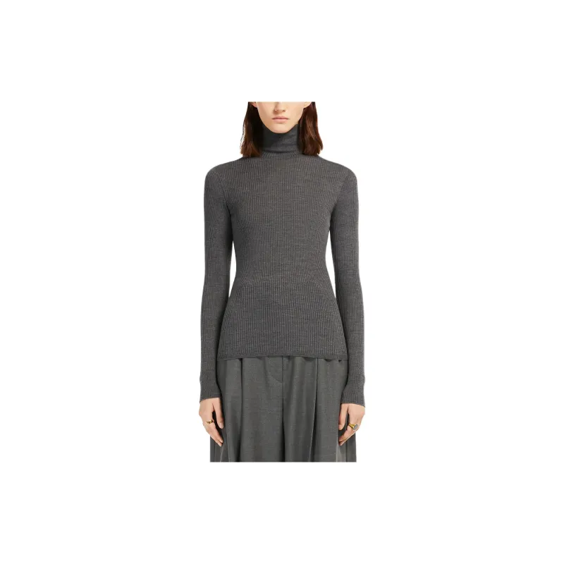 SportMa Flavia Collection Pure Virgin Wool Mock Polo Neck Sweater Women's Gray-2