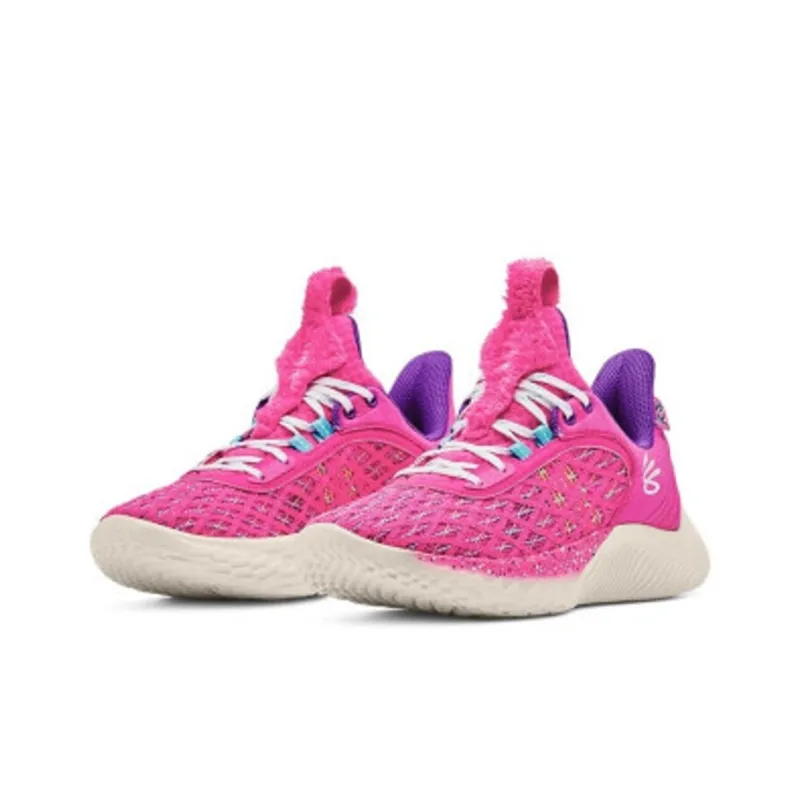 SESAME STREET x Under Armour Curry 9 Flow Cushioning, Wear Resistant Low Top Children's Basketball Shoes Pink Unisex-4