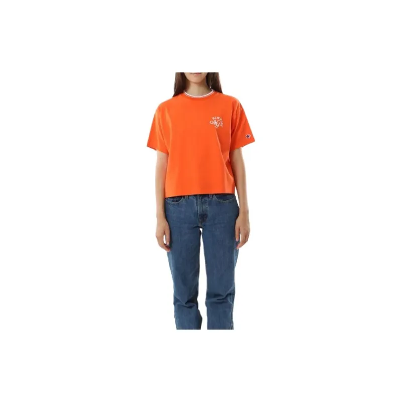 Champion SS24 Drop Shoulder Sleeve T Shirt Women's Orange-1