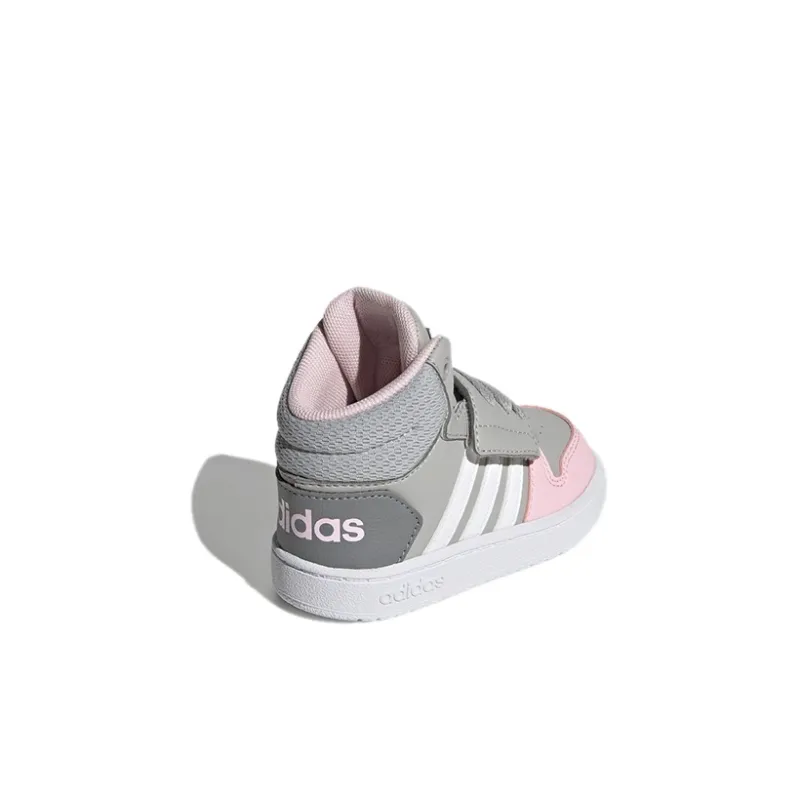 Adidas Neo Hoops 2.0 Mid Abrasion Resistant Mid Top Toddler Shoes Gray Pink Infant And Toddler-3