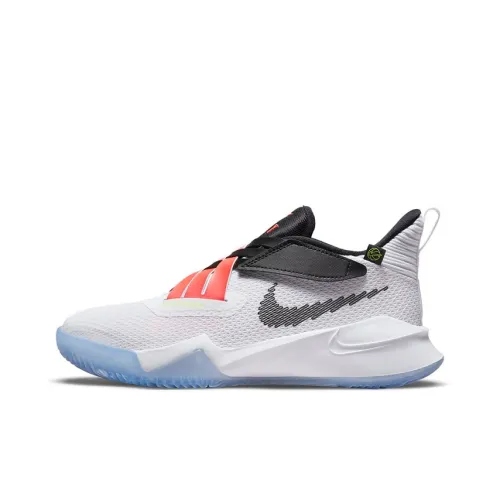 Nike Zoom Flight 2 Cushioning Wear Resistant Low Top Children's Basketball Shoes White Pink Black Teenagers