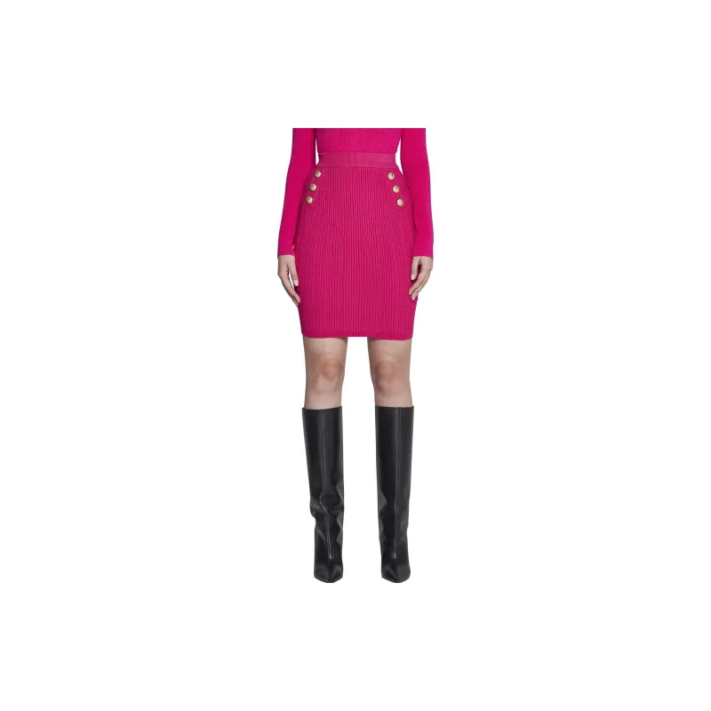 BALMAIN Casual Long Skirts Women's Rose Red-2