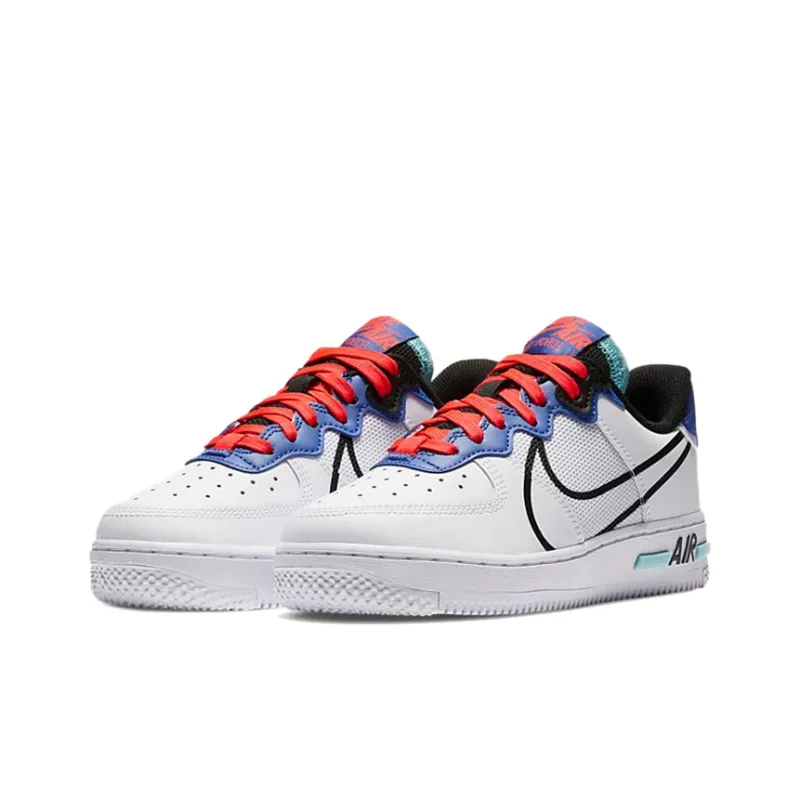 Nike Air Force 1 React White Astronomy Blue Laser Crimson GS-2