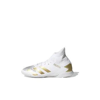 Adidas PREDATOR Series Anti-Slip Wear-Resistant Mid-Top Kids' Soccer Shoes White Gold Kids'