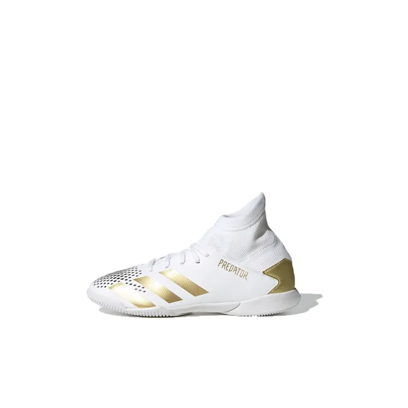 Adidas PREDATOR Series Anti-Slip Wear-Resistant Mid-Top Kids' Soccer Shoes White Gold Kids'-0