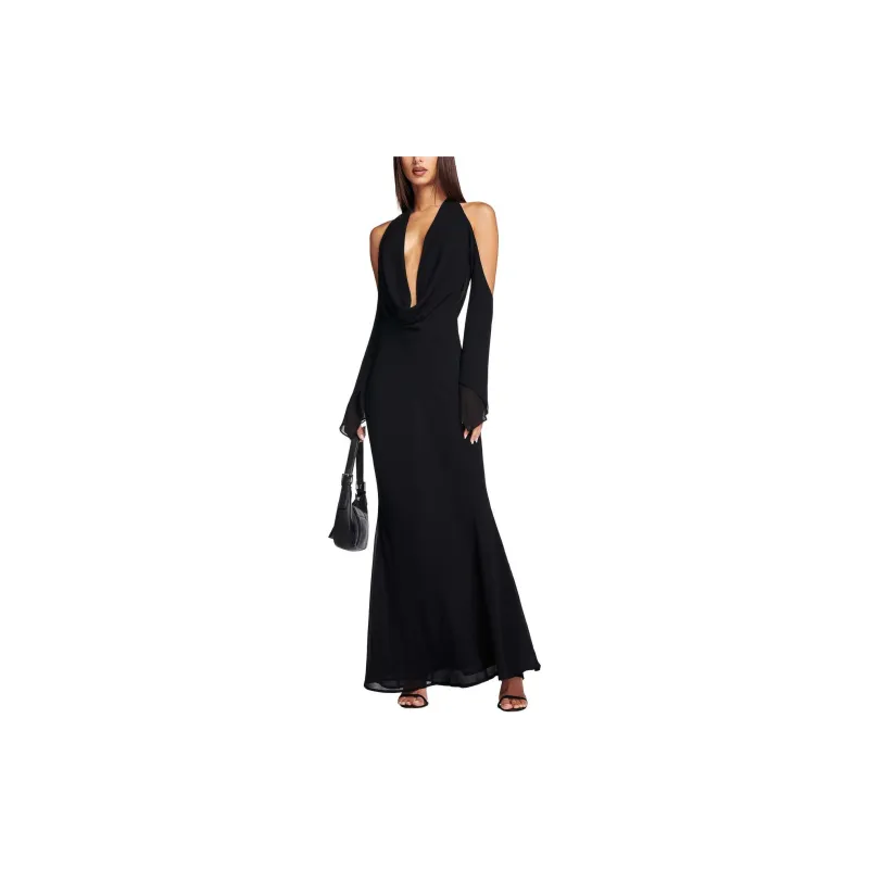 I.AM.GIA SS24 ROSANNA MAXI DRESS Long-Sleeved Dresses Women's BLACK/Black-1