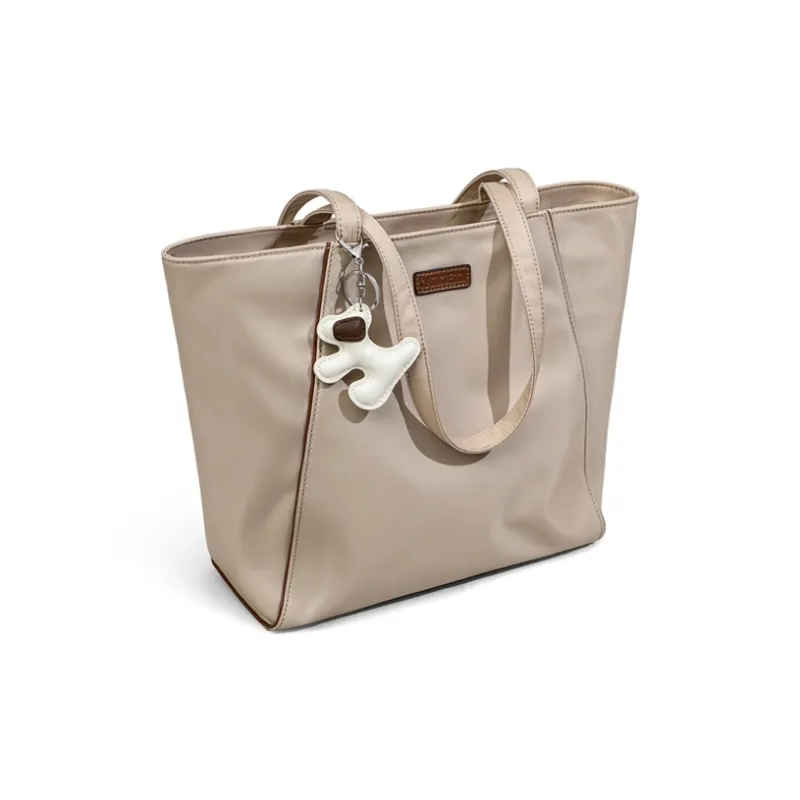 COMELY Fabric Tote One Shoulder Shoulder Bag Handbag Laptop Bag Medium Size Women's Apricot-4