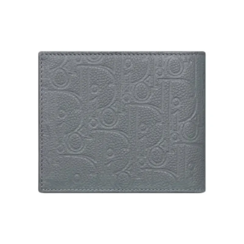 DIOR Calfskin Wallet Women's Dark Gray-2