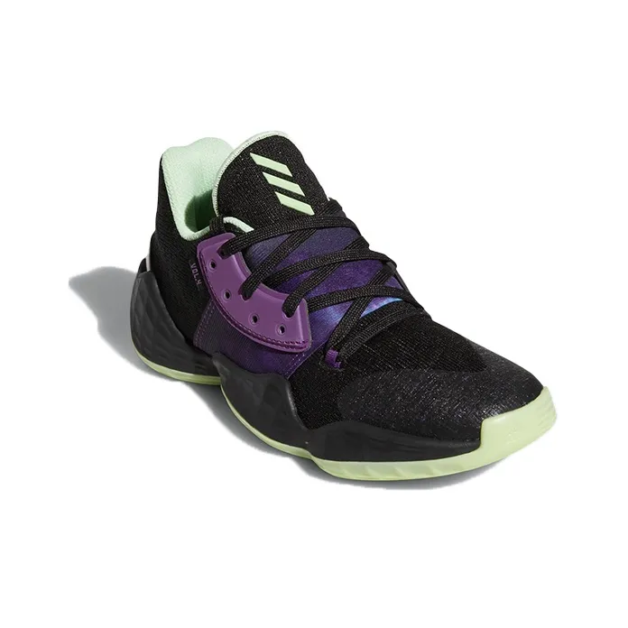 Adidas Harden Vol. 4 J Breathable Low Top Children's Basketball Shoes Black Purple Teenagers-2