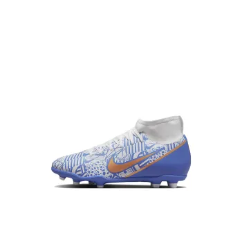 Nike Mercurial Superfly 9 Assassin's Creed 15 Club CR7 Anti Kick Coverage Mid Top Kids' Soccer Shoes Blue White Kids'