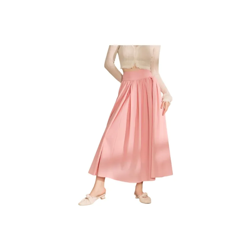 QIAOYUHUAZUN Casual Long Skirts Women's Pink-3