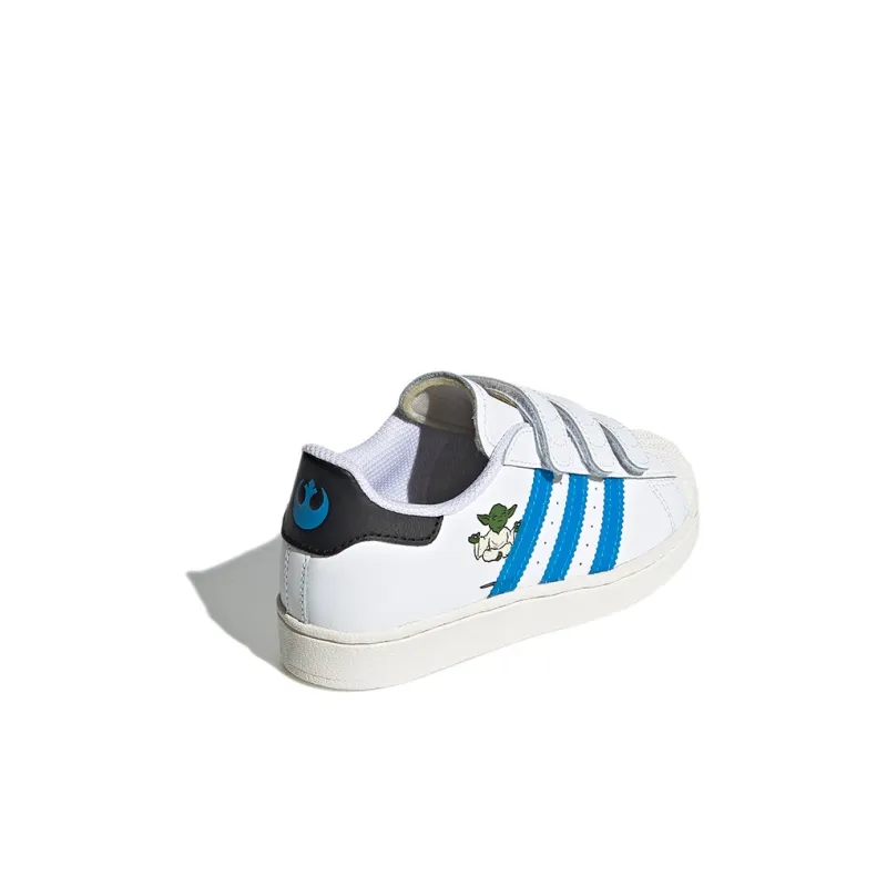 Adidas Originals SUPERSTAR CF C Wear-Resistant Low-Top Skateboard Shoes White Blue Black Children Aged 3-7 Years Old-3
