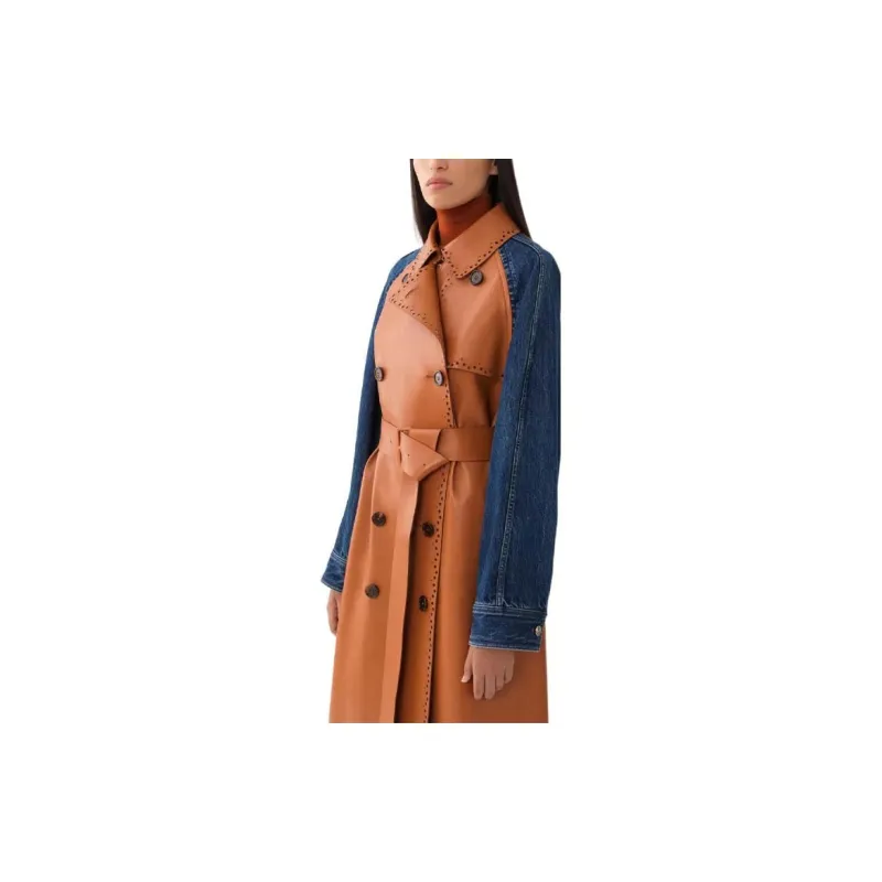 Chloé Trench Coats Women's Brown-3