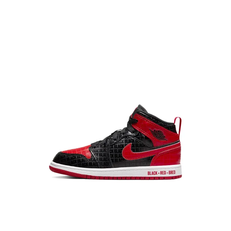 Jordan 1 Mid Black Red Bred PS-0