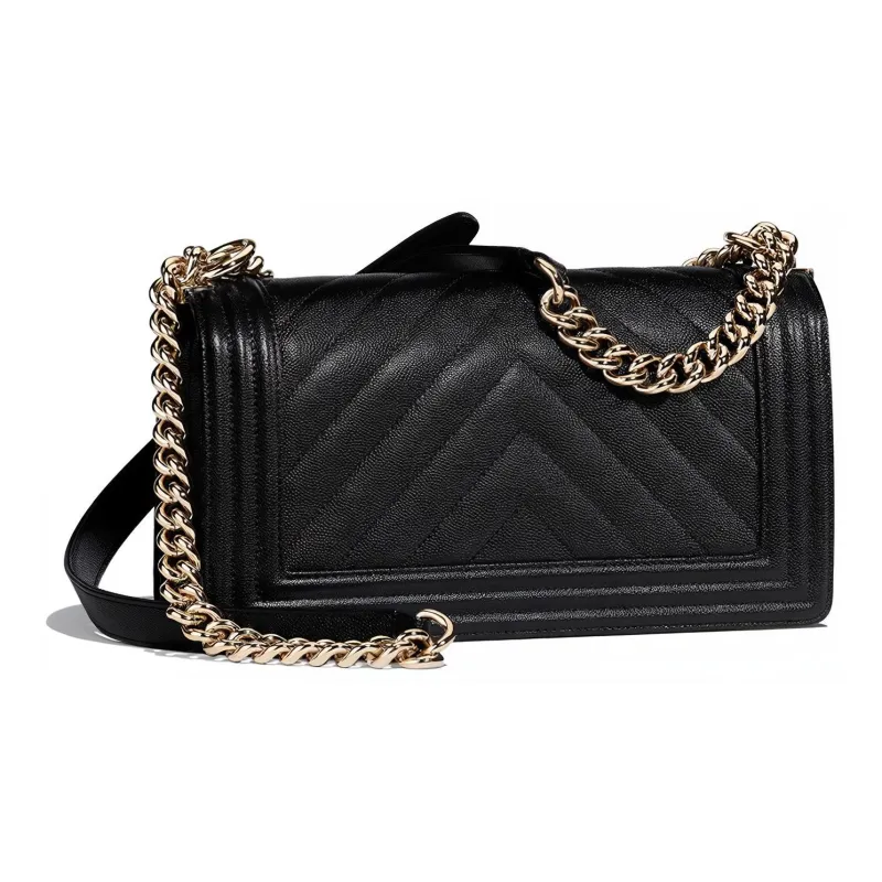 CHANEL Leboy Cow Leather Crossbody Bag, Shoulder Bag Medium Size Women's Black-1
