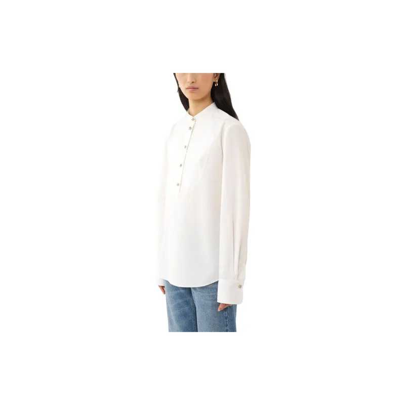 Chloé Band Collar Long-Sleeved Shirt-3