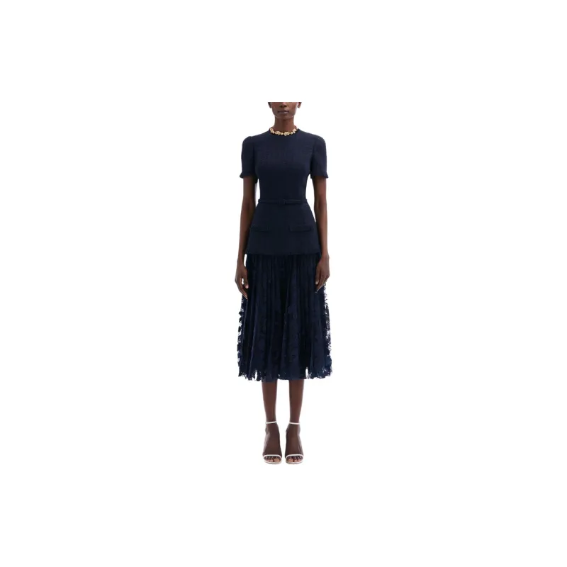 OSCAR DE LA RENTA SS24 Short-Sleeved Dresses Women's Navy-1
