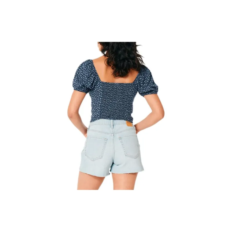 Hollister Crop Tops Women's Navy Floral Pattern-2