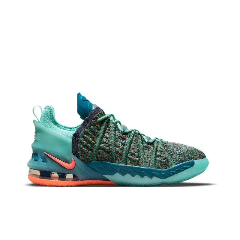 Nike Lebron 18 We Are Family Slip Resistant Cushioning Low Top Performance Basketball Shoes Lake Green Teenagers-1