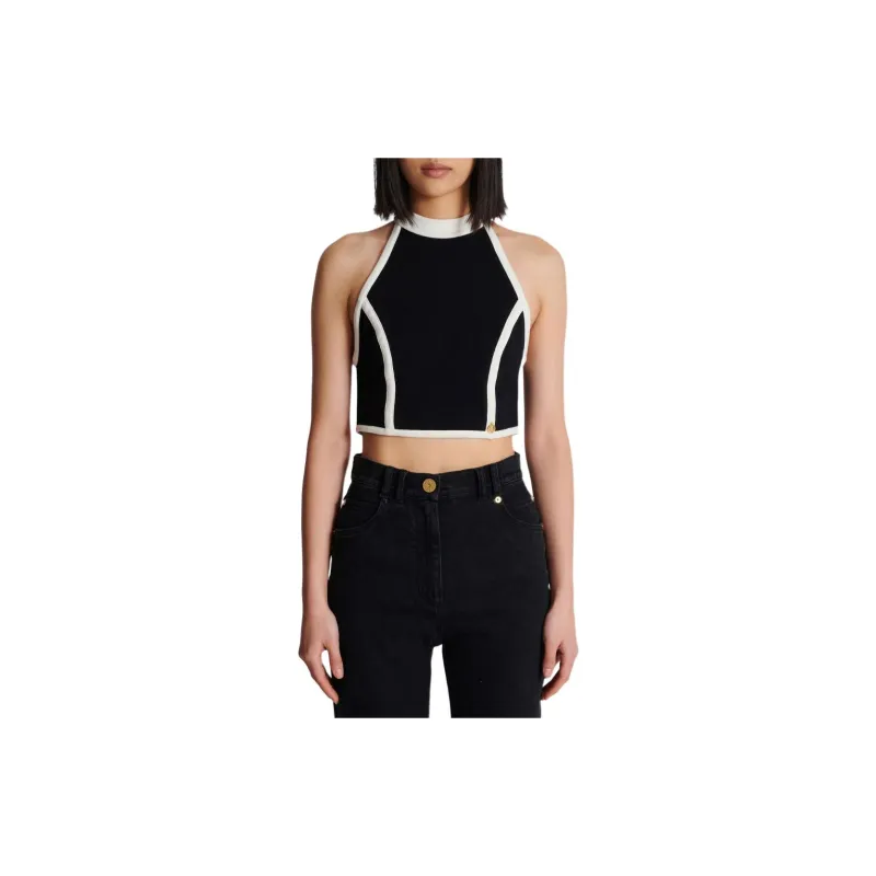BALMAIN Two Toned Cropped Top-1