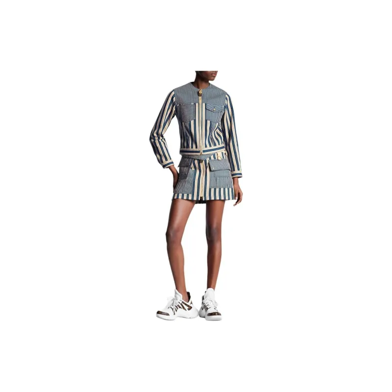 LOUIS VUITTON Mixed Stripes Utility Jacket Jackets Coats Women's Blue-1