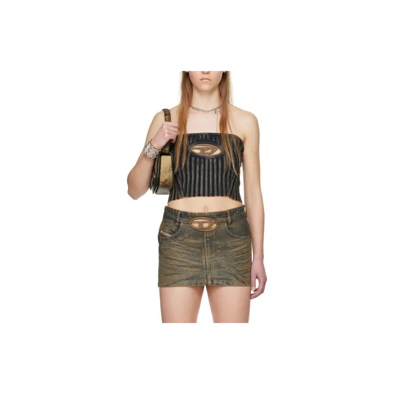 DIESEL x SSENSE SS24 OVAL-D Collection Denim Short Skirts Women's Brown-2