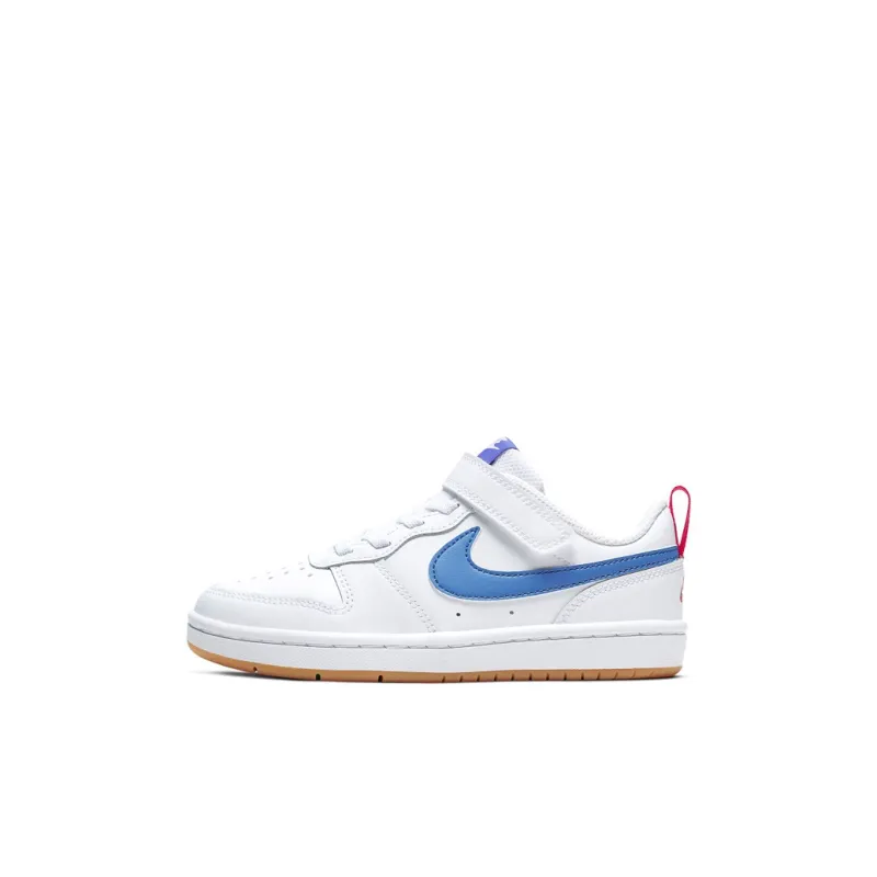Nike Court Borough 2 Low 2 Abrasion Resistant Balance Low Top Skateboard Shoes White Blue Children Aged 3 7 Years Old-0