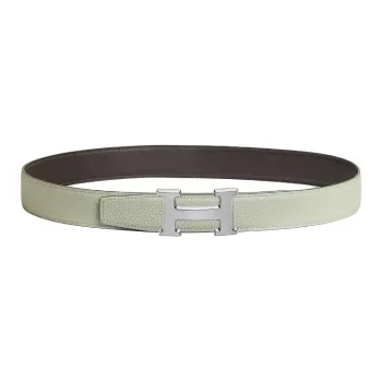 HERMES Calfskin Leather Belts Women's Eiben/Gray Snow Width 3.2cm