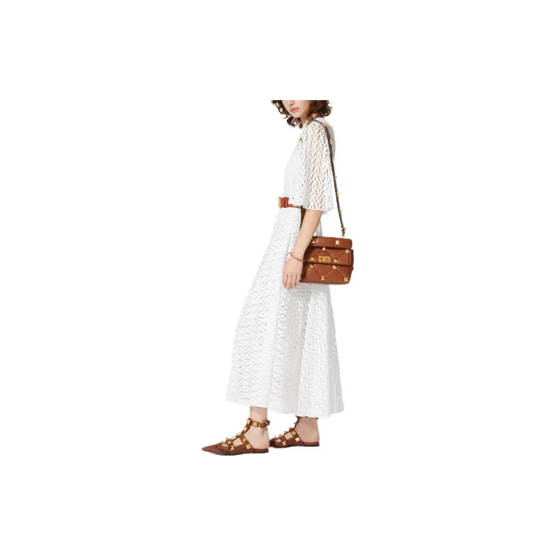 Valentino Short Sleeved Dresses Women's White-2