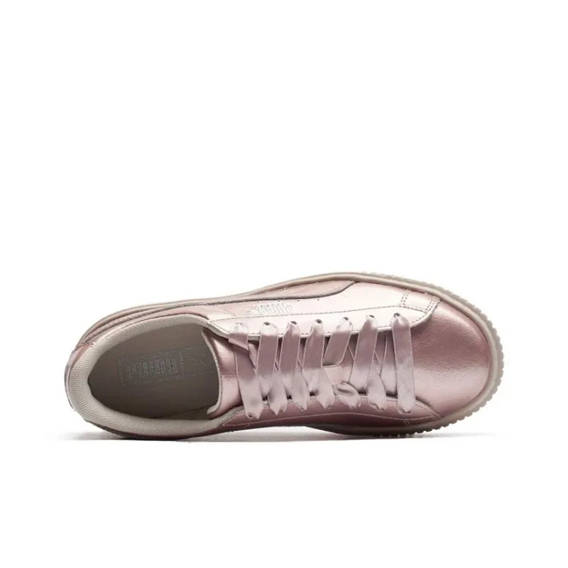 PUMA Platform Metal Low Top Skateboard Shoes Pink Teenagers-3